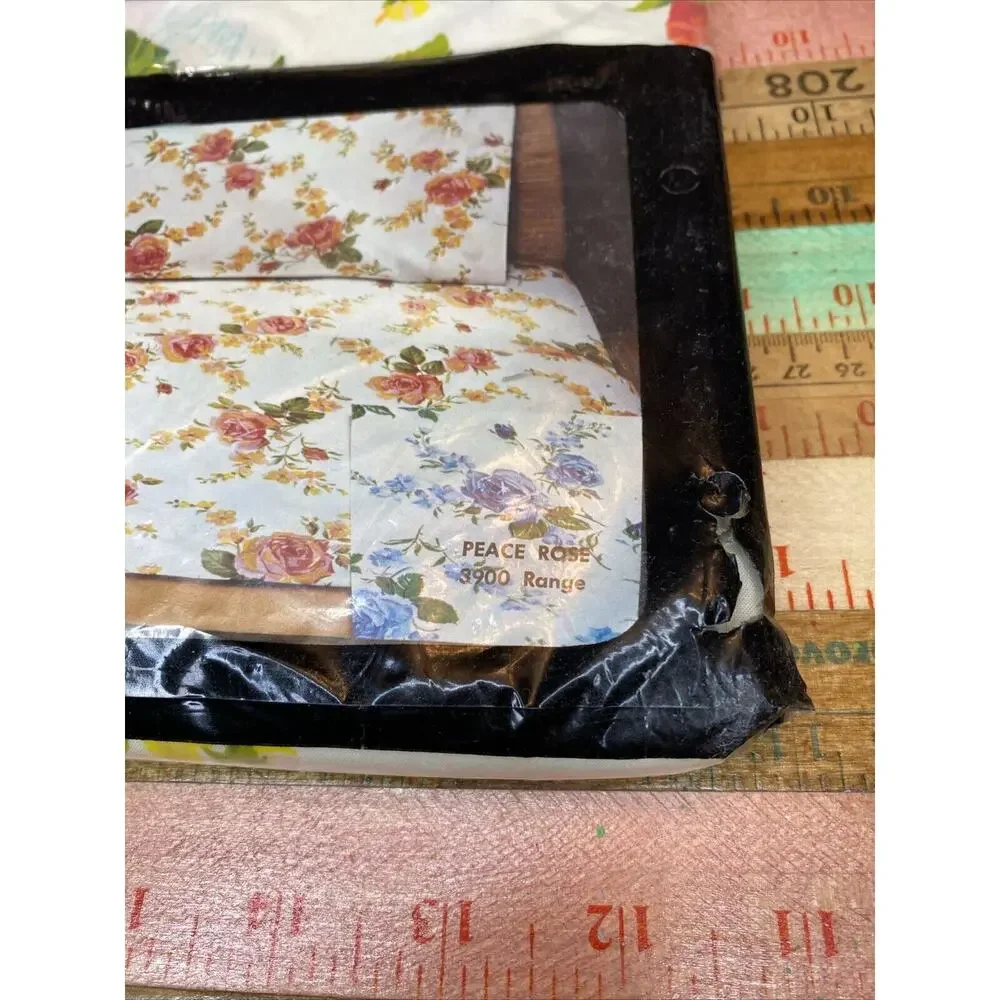 Vintage Fieldcrest Full Flat FloralSheet Peace Rose Percale Double 81 X 104